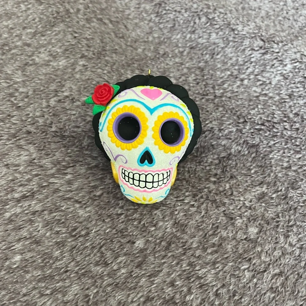 Hallmark Dia De Los Muertos Sugar Skull Ornament with Red Rose